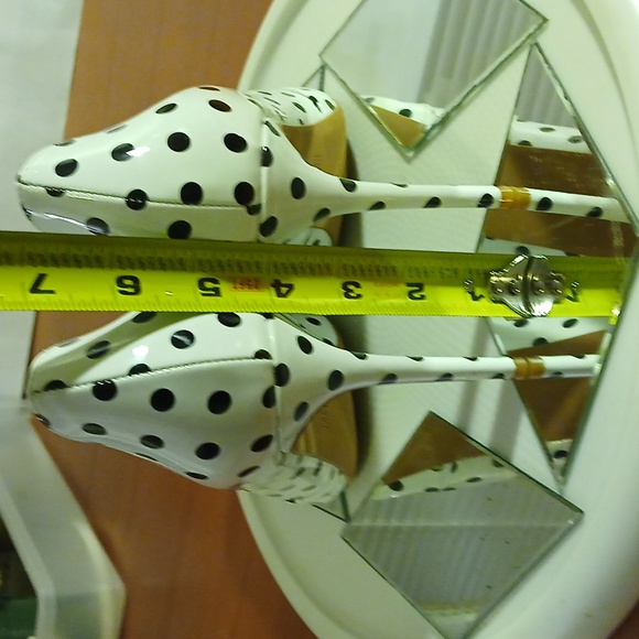 Unisex Shoe NWT, 12.5US/44EU Black Polka Dot round toe pump, D'Orsay, 4" heel - Picture 7 of 10